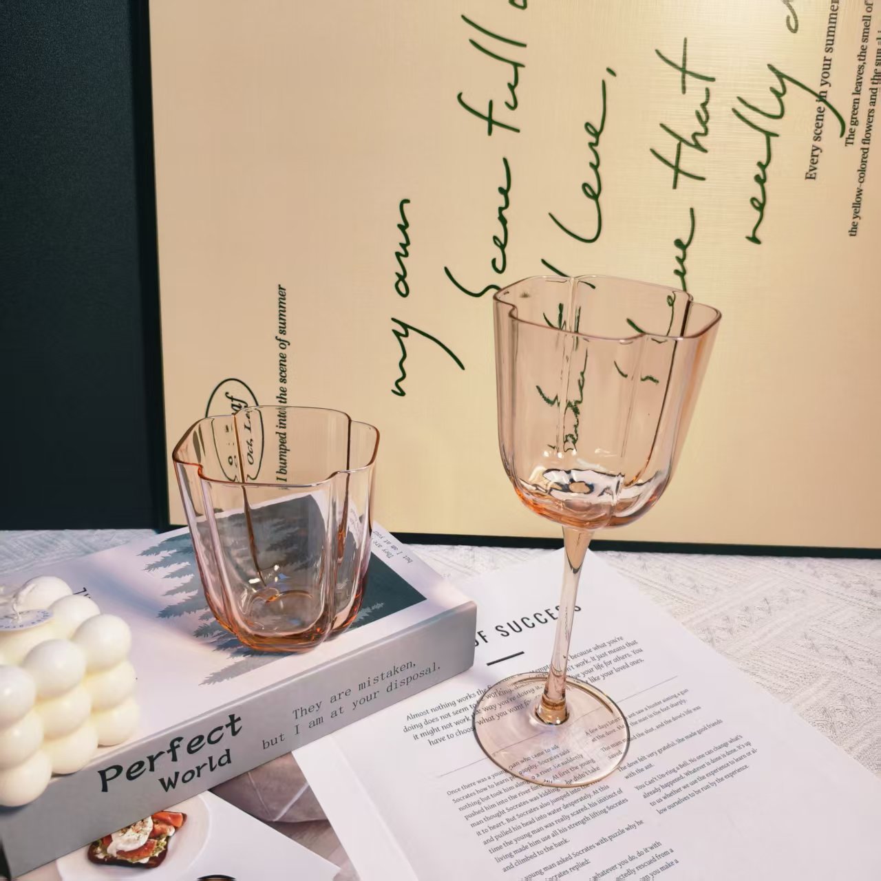 欧式简约粉色四边形酒具套装