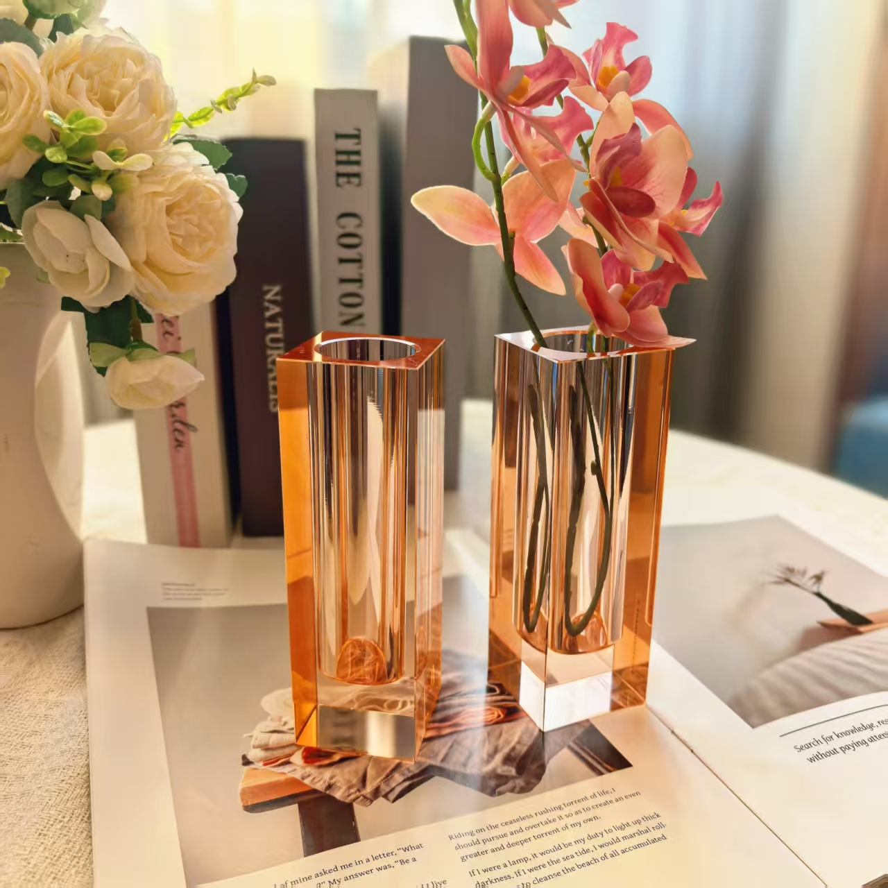 微瑕水晶切割花瓶水培