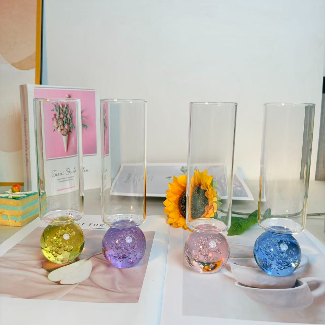 艺术气泡水晶球底座香槟杯