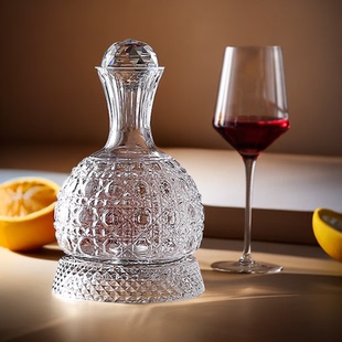 【可尔】高档宝石款玻璃家用旋转无铅欧式水晶玻璃嵌套工艺醒酒器