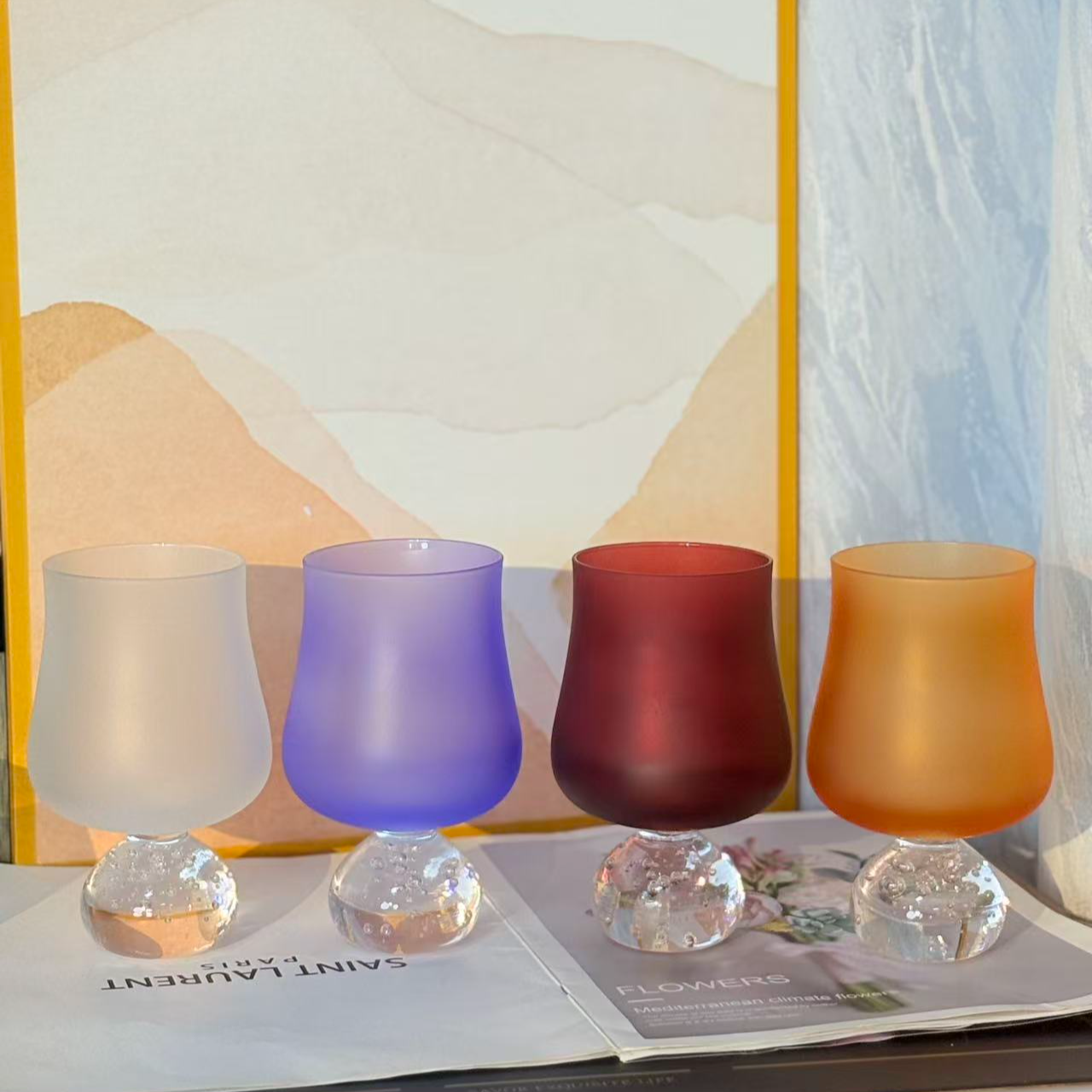 欧式艺术水晶球气泡磨砂杯