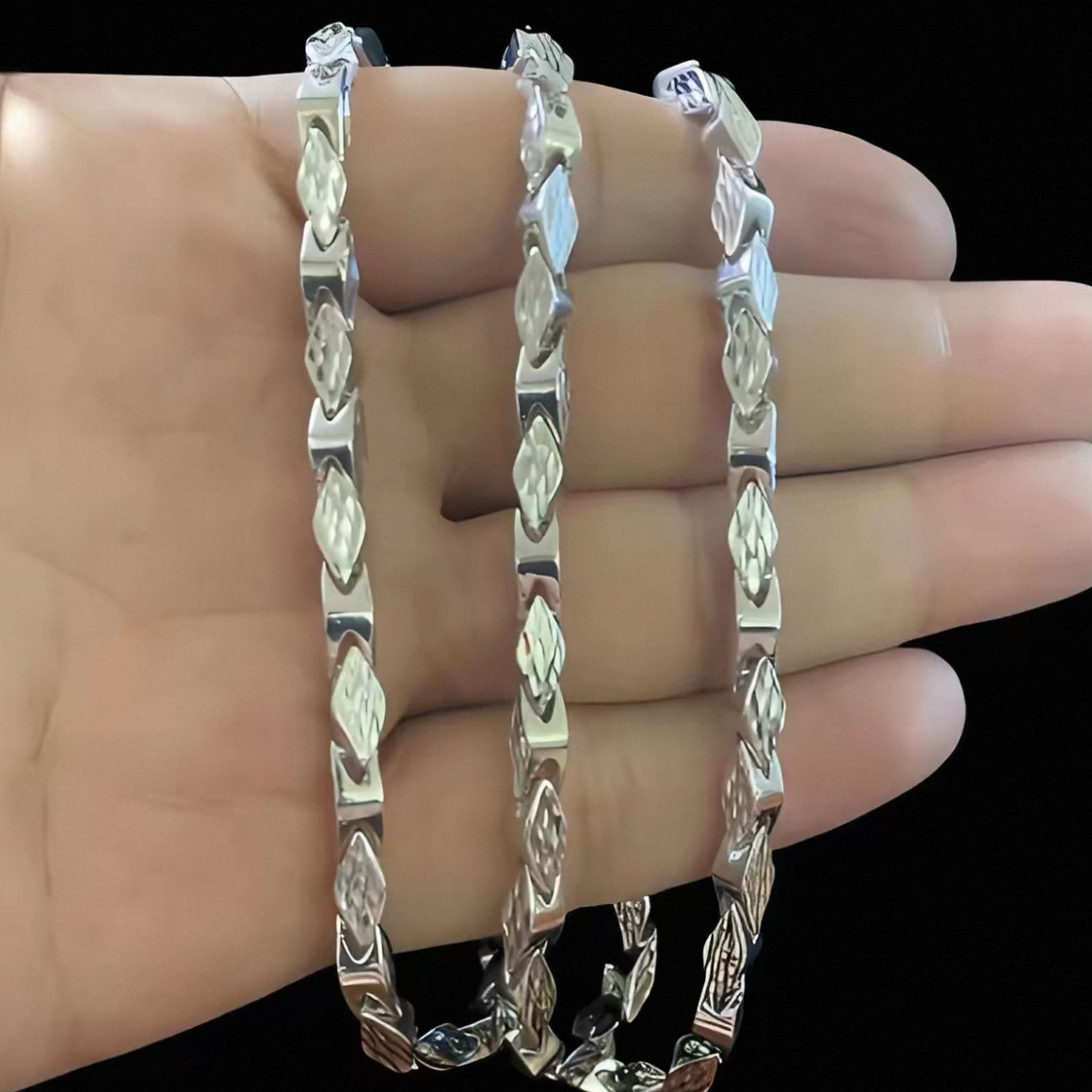 酷帅铂金项链男士pt950白金项链男铂金项链吊坠pt999铂金菱角男款