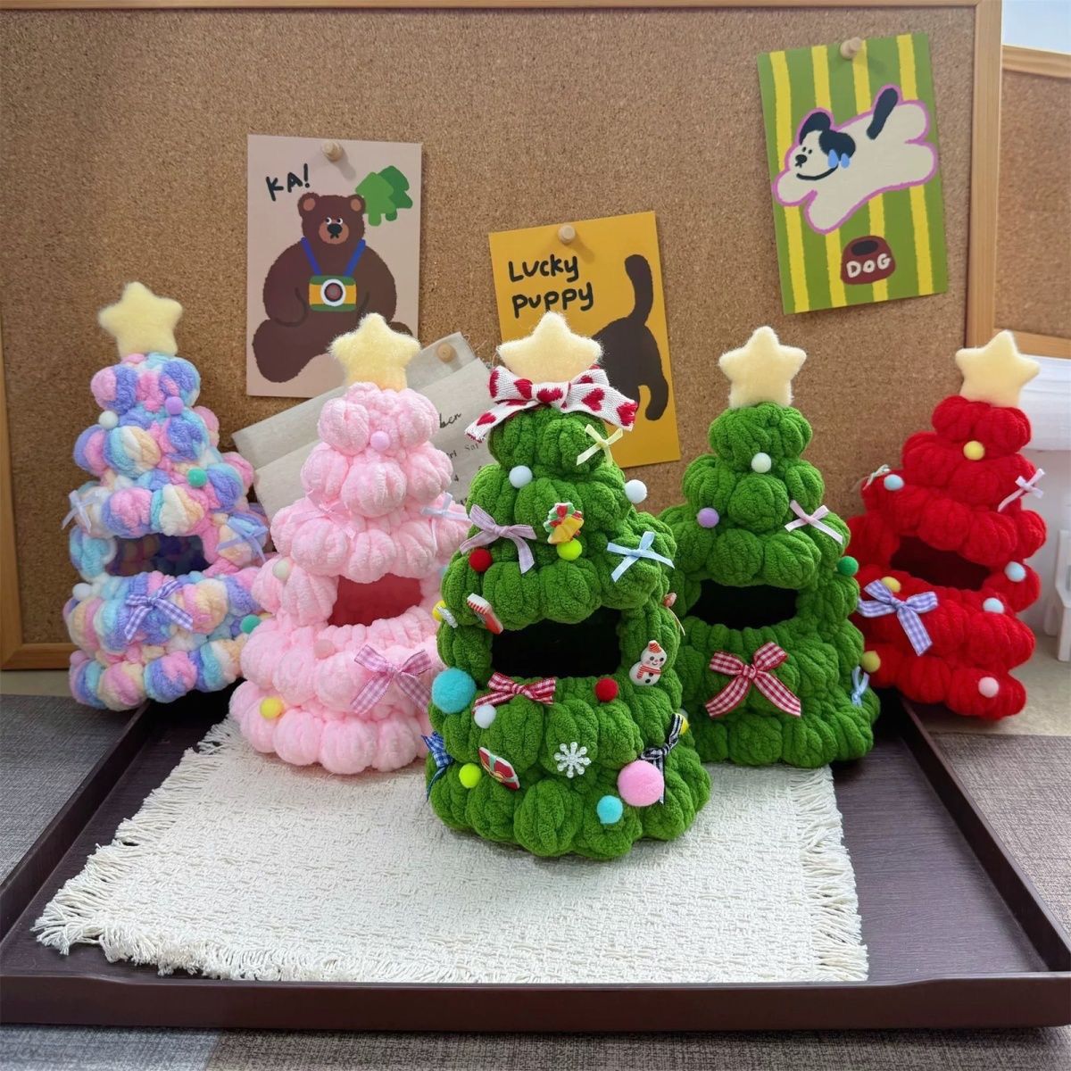 成品Kitty猫啦布布圣诞树娃衣创意钩织圣诞树娃娃服装配件