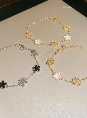 粉金双色花朵手链女2024新款爆款手链轻奢高级感奢气质配饰新品