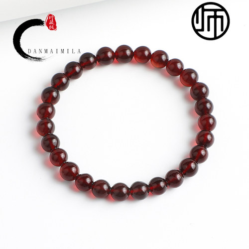 馆藏级天然无优化无烤色缅甸真品血珀玻璃底圆珠手串6MM