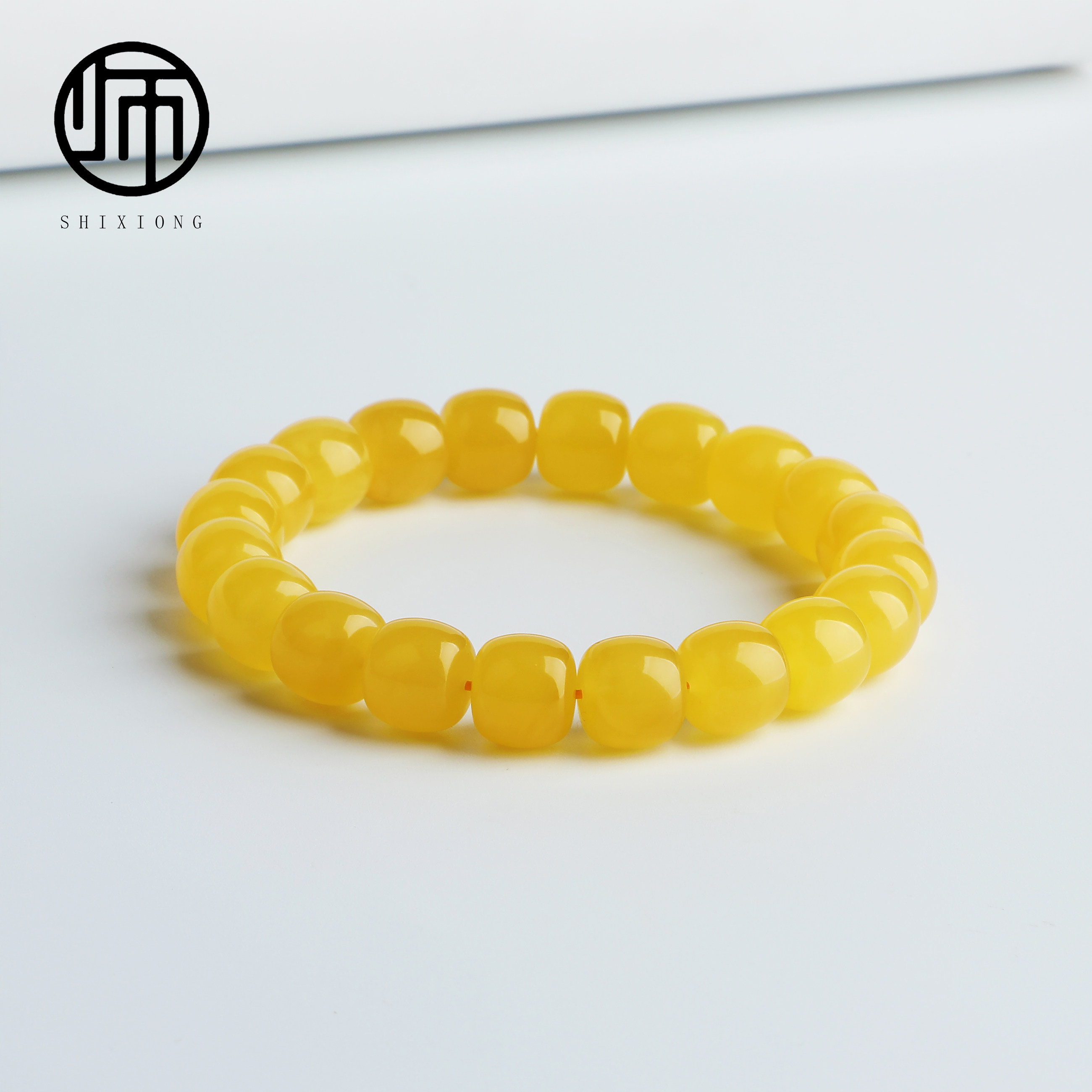 收藏级天然无优化原矿俄罗斯km国矿一级料鸡油黄蜜蜡老型手串11mm