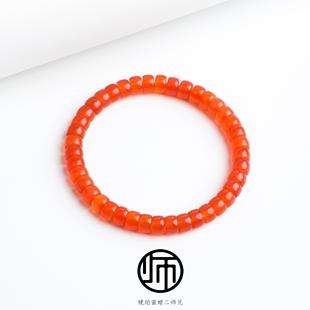 馆藏级天然保山南红河湾料高冰种冰红玛瑙手串7mm