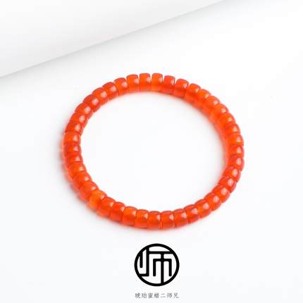 馆藏级天然保山南红河湾料高冰种冰红玛瑙手串7mm