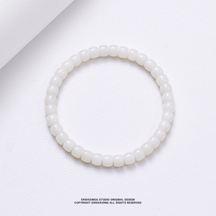 羊脂玉天然新疆且末羊脂白玉米达精工直切手串6mm