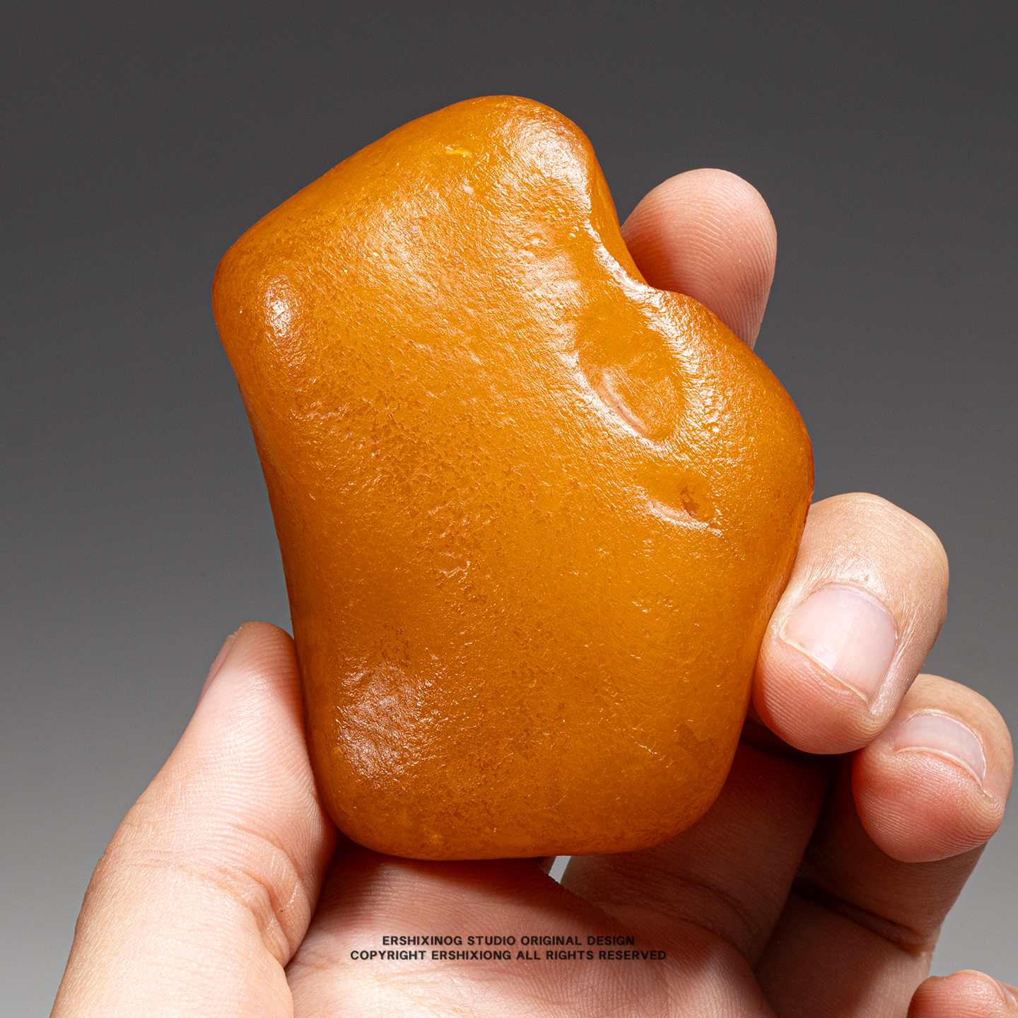 孤品·收藏级橘皮籽料传承天然无优化原矿蜜蜡全皮原石牌子手把件