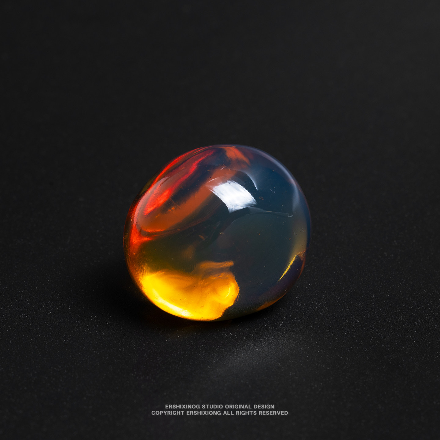 收藏级&middot;天然多米蓝皇家蓝琥珀蓝珀胖墩墩随型摆件