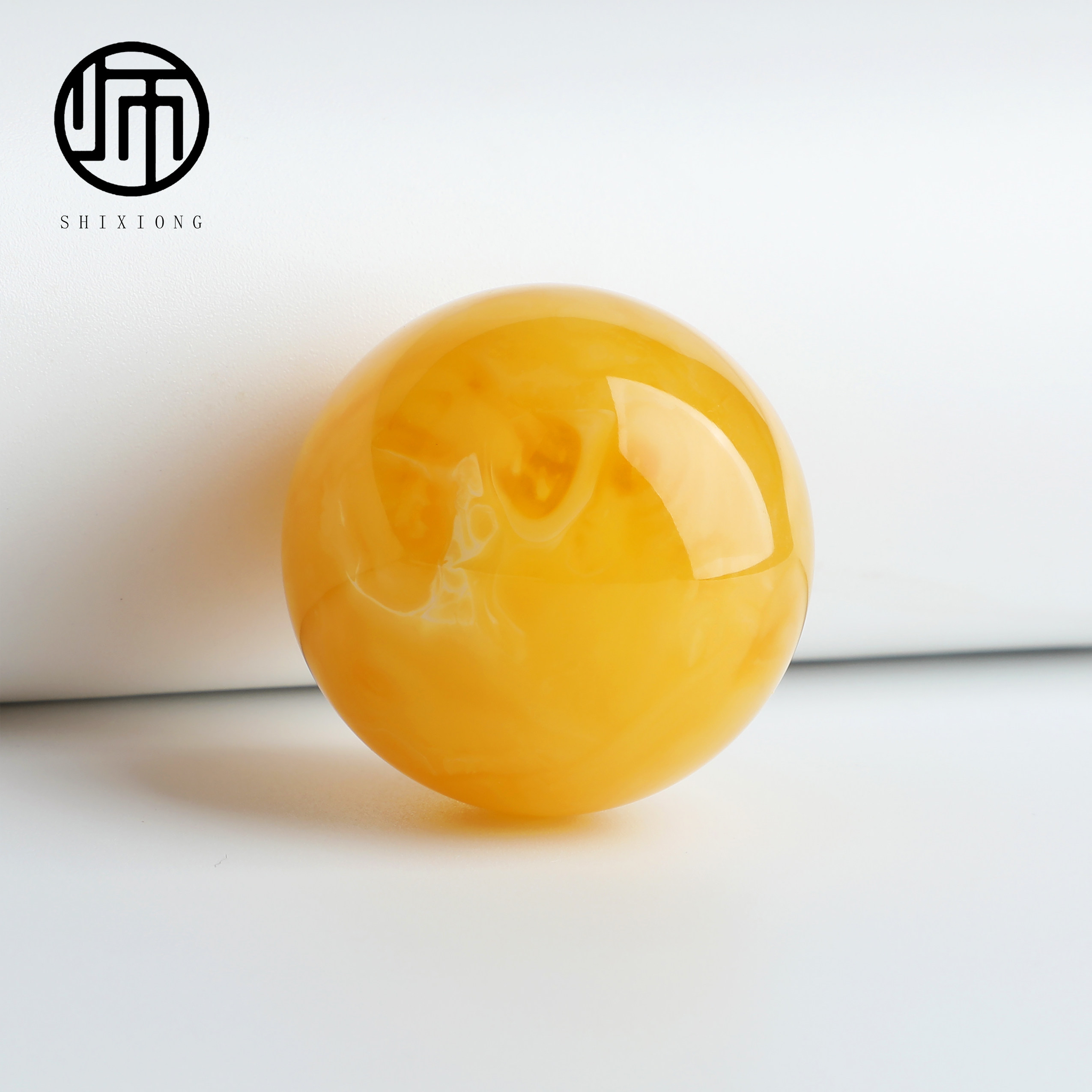 收藏级天然无优化原矿俄罗斯km国矿一级料鸡油黄蜜蜡单珠34mm