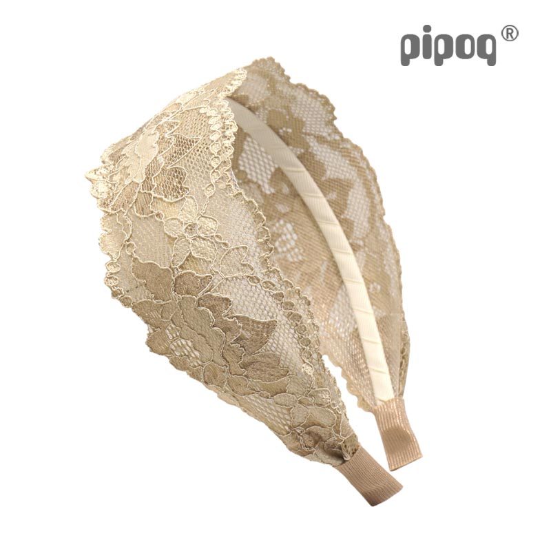 pipoq韩版香槟金色镂空蕾丝宽发箍 韩国气质简约宽头箍发卡发饰品