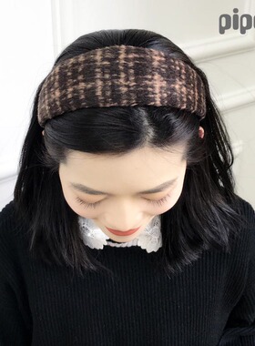 日韩秋冬新款咖啡色防滑齿条发箍