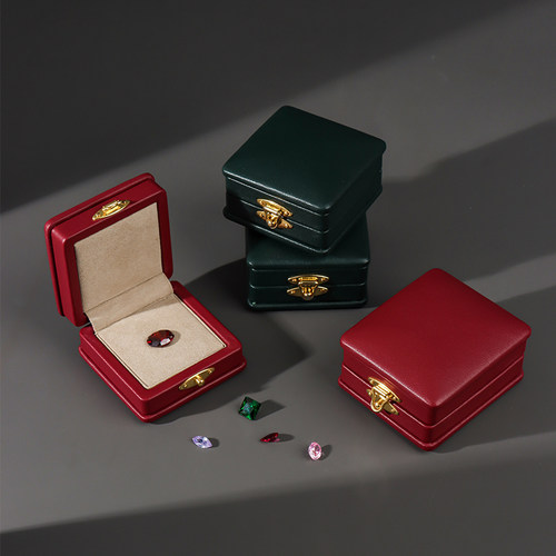 正品真皮裸石盒高级珠宝首饰盒