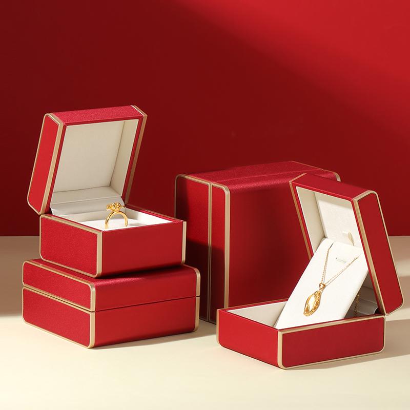 红色真丝首饰盒玉器翡翠手镯盒