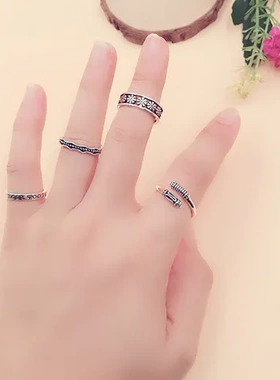 戒指S型泰银巧兰轩简约2祥云开口热款女波浪个性热卖元店复古