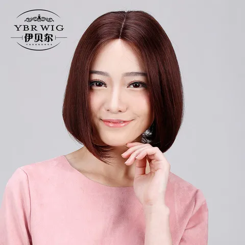 女士中分女假发短直发蓬松bobo头波波头真人发丝明星同款自然
