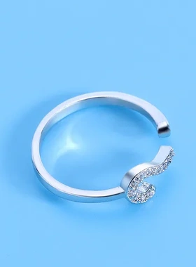 对戒戒指手饰品活口开口结婚锆石女式款仿纯银字母巧兰轩问号