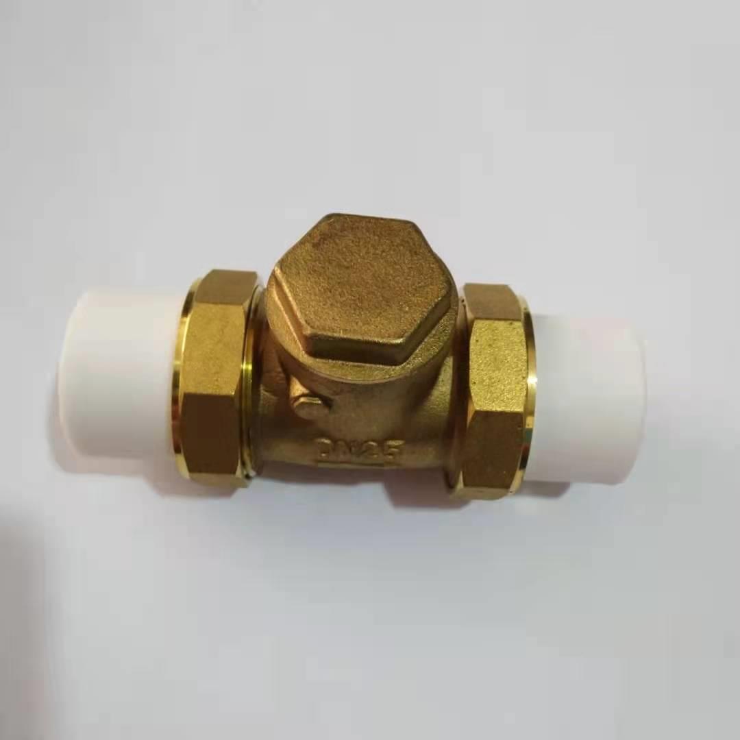 ppr黄铜卧式止回阀单向阀双活接水管热熔止逆阀