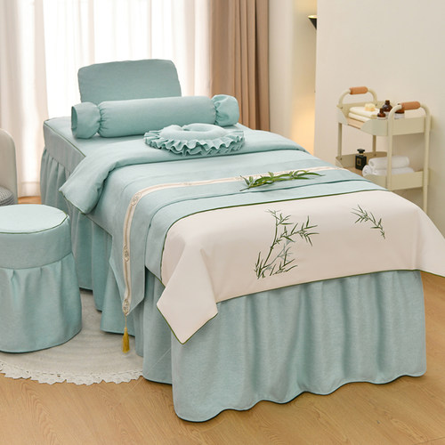 高档美容床罩四件套床单轻奢简约按摩理疗头疗采耳美容院专用定制