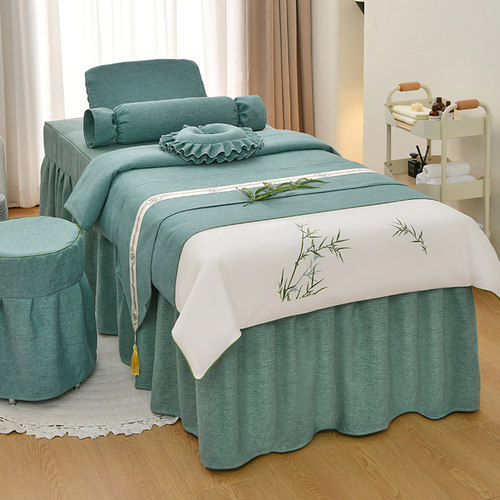 高档美容床罩四件套高档纯棉简约轻奢美容院按摩采耳床套四季通用