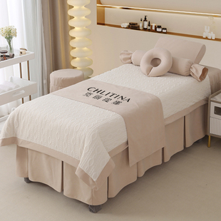 网红泡泡纱美容床罩四件套轻奢高级感美容院专用按摩洗头床套夏季