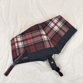 美单汤家经典 复古红色格子全自动轻量便携男女绅士防风折叠晴雨伞