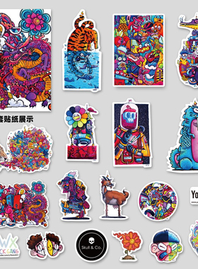 GAWX联名 Skull & Co. 卡通Doodle艺术涂鸦贴纸 主机电脑箱包贴纸