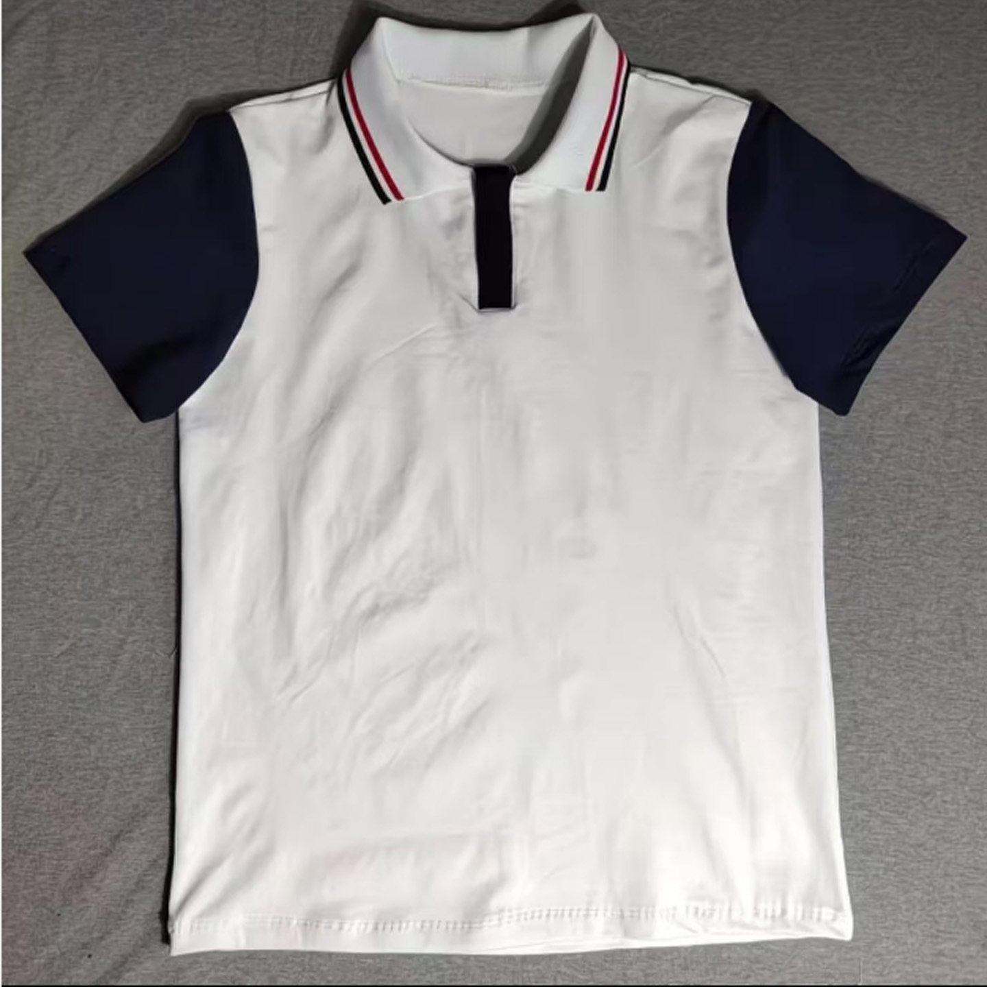 夏季薄款白短袖藏蓝袖运动休闲学生校服棉质POLO衫男女通用可定制