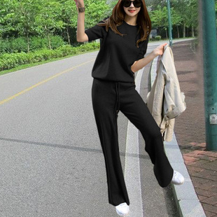 春季新款大码运动服套装女小个子春夏轻熟风洋气时尚休闲阔腿裤