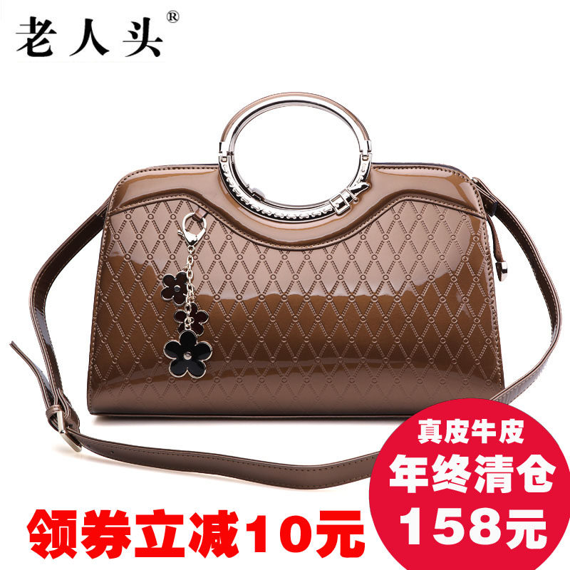 专柜正品 特价 老人头女包欧美时尚牛皮包包女士手提包单肩斜挎包