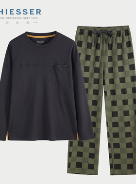 德国舒雅家居服男 25秋冬新款25444H舒美棉中厚全棉长袖睡衣套装