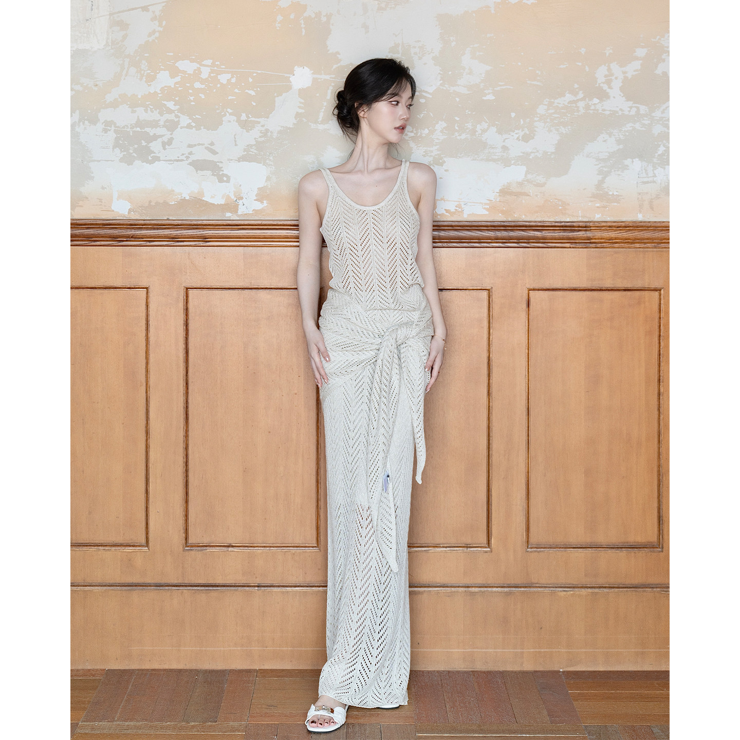 SerioLudere蛋仔很懒/ 亚麻莱赛尔高级感纹理 披肩吊带背心裙套装,女装/女士精品,时尚套装,淘宝优惠券,粉丝福利购,淘宝优惠卷