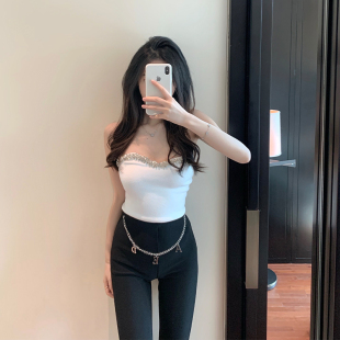 SerioLudere蛋仔很懒 钻石抹胸上衣女 波光粼粼 2色百搭收腰修身