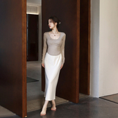 SerioLudere蛋仔很懒 针织半身裙一步裙 多色垂坠显瘦松紧腰中长款