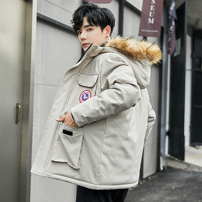 棉衣男潮2019新款秋冬裝加厚工裝毛領外套男士羽絨棉服中長款冬季在類目 男裝, 棉衣中 - 來自Buy2taobao.com提供專業的淘寶代購服務