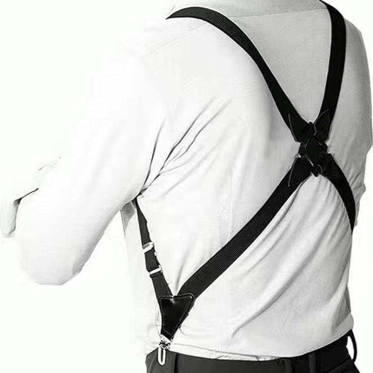 男士背带枪套式复古风侧夹款交叉成人绅士调酒师休闲弹力吊裤带