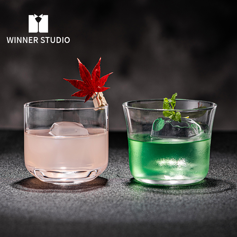 日式阔口酒杯调酒杯子鸡尾酒杯水晶超薄玻璃杯古典威士忌杯冰球杯