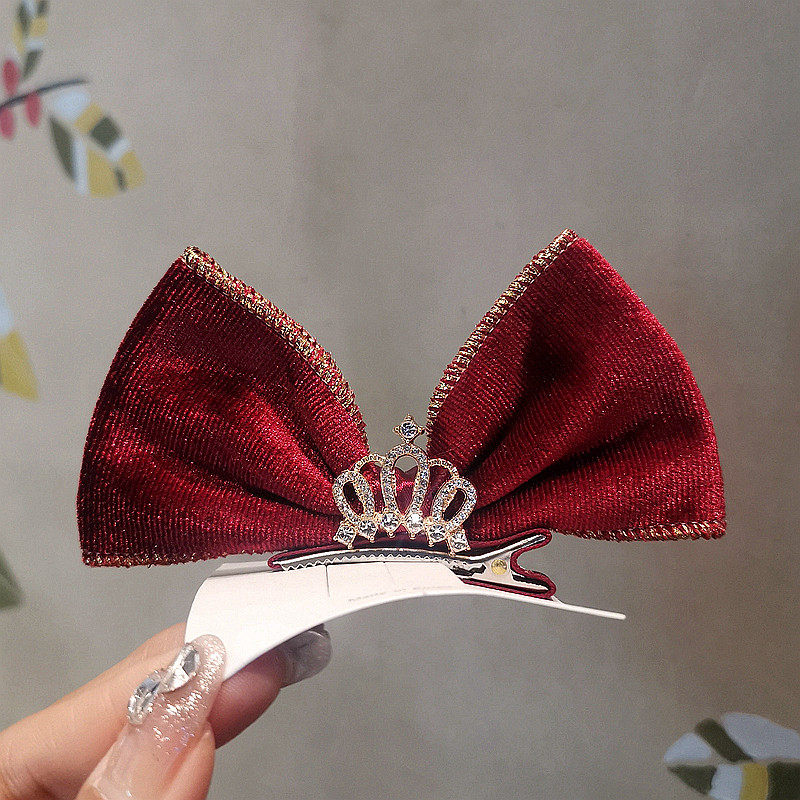 韩国儿童气质皇冠蝴蝶结发夹发卡