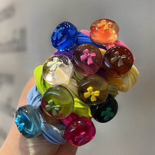可爱糖果彩色圆球高弹不伤发发绳