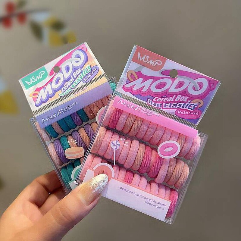 40根盒装儿童拇指迷你橡皮筋女童扎头发毛巾发圈宝宝高弹彩色发绳