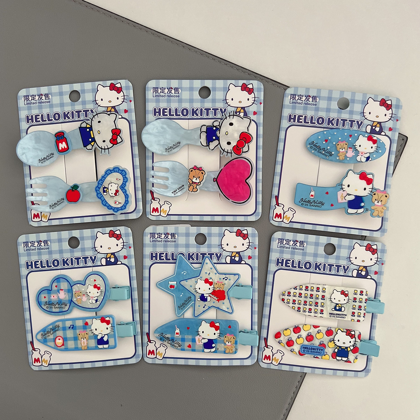 三丽欧蓝系KT猫形碎发夹边夹发卡