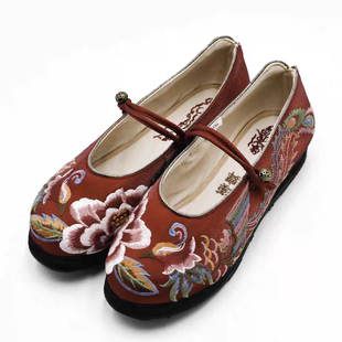 2024新品春秋民族风舒适透气千层底刺绣女单鞋 鸾凤和缘