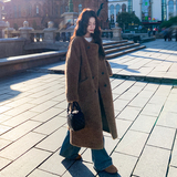 美拉德风翻领羊羔毛外套女中长款2025秋冬超好看加厚皮毛一体大衣，女装毛呢外套，2D109