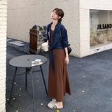气质一整套ootd穿搭牛仔外套套装女2025春秋巨好看背心长裙两件套，女装套装/套裙，2D109