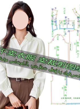 D870服装裁剪纸样图纸 法式简约气质V领长袖衬衫时尚百搭