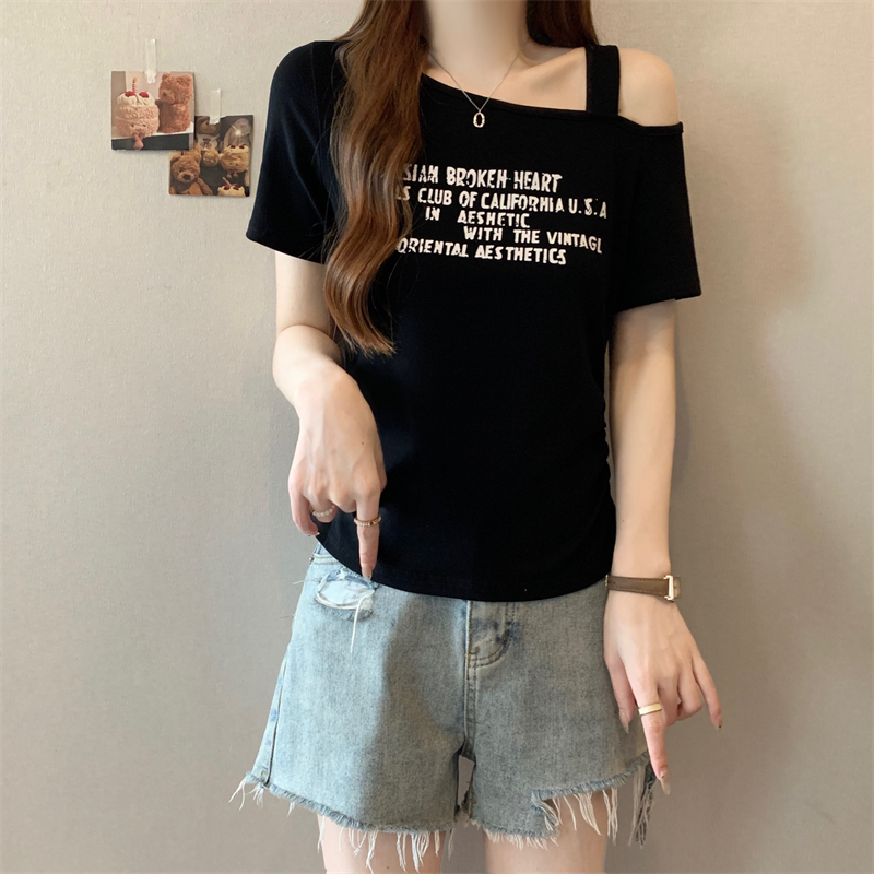 美式复古字母印花短袖t恤女夏季