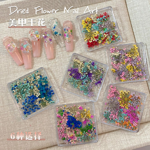 卡妞新款彩色干花美甲指甲装饰品