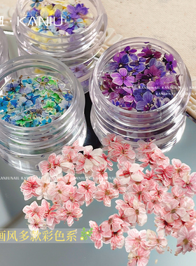 美甲干花混装素材莫奈花园迷你五瓣花材料紫色小碎花diy指甲饰品